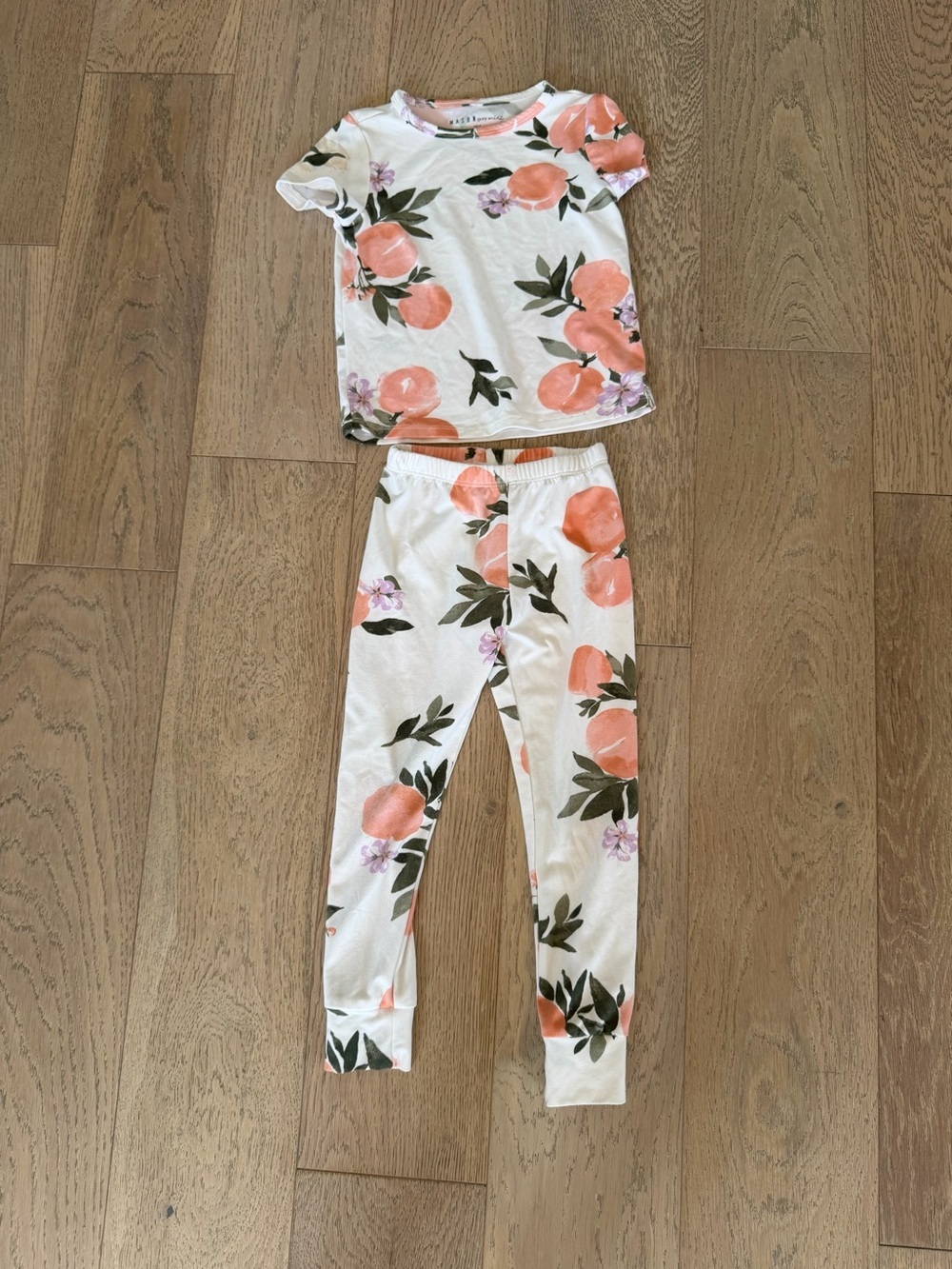 Mason Grey Mini Toddler Pajama Set - Size 2T - Peach & Floral Print
